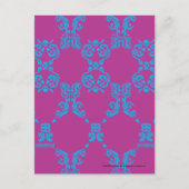 Damask Aqua-Paars Briefkaart (Voorkant)