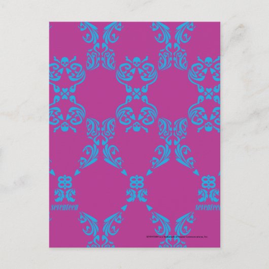 Damask Aqua-Paars Briefkaart (Voorkant)