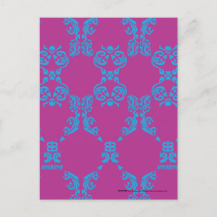 Damask Aqua-Paars Briefkaart