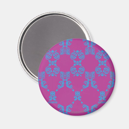 Damask Aqua-Paars Magneet (Voorkant / Achterkant)