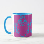 Damask Aqua-Paars Mok (Links)
