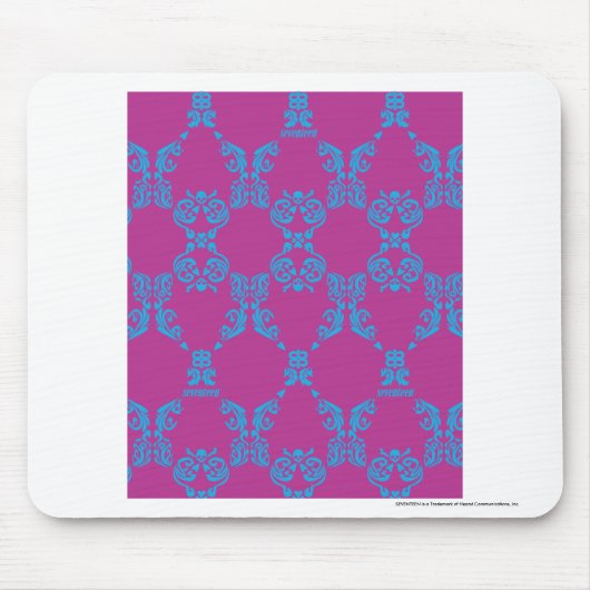 Damask Aqua-Paars Muismat (Voorkant)