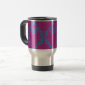 Damask Aqua-Paars Reisbeker (Voorkant links)