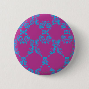 Damask Aqua-Paars Ronde Button 5,7 Cm