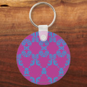 Damask Aqua-Paars Sleutelhanger (Voorkant)