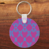 Damask Aqua-Paars Sleutelhanger (Voorkant)
