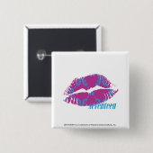 Damask Aqua-Paars Vierkante Button 5,1 Cm (Voorkant /achterkant)