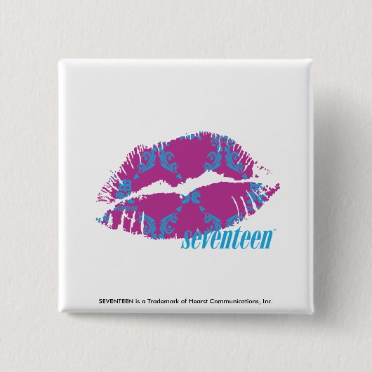 Damask Aqua-Paars Vierkante Button 5,1 Cm (Voorkant)