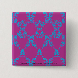 Damask Aqua-Paars Vierkante Button 5,1 Cm