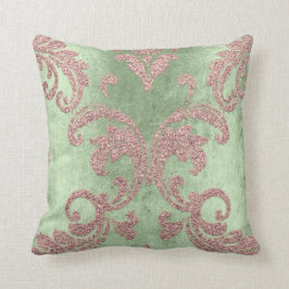 Damask Aqua Pink Blush Mint Green Cottage Velvet Kussen