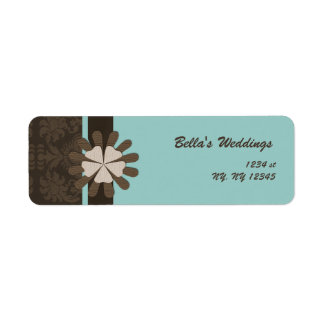 damask aqua Retouradreslabel Etiket