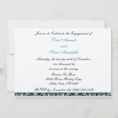 damask aqua Silver trouwuitnodiging Kaart (Achterkant)