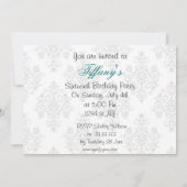 damask aqua Sweet Sixteen Uitnodiging (Achterkant)