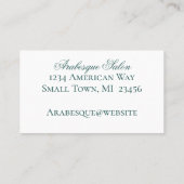 Damask Aqua, Turquoise en Wit Zakelijk Visitekaart Visitekaartje (Achterkant)