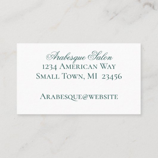 Damask Aqua, Turquoise en Wit Zakelijk Visitekaart Visitekaartje (Achterkant)