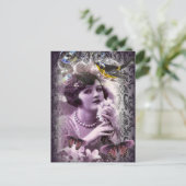 damask art deco gatsby Flapper Girl Briefkaart (Staand voorkant)