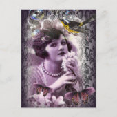  damask art deco gatsby Flapper Girl Briefkaart (Voorkant)