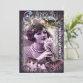  damask art deco gatsby Flapper Girl Kaart (Staand voorkant)