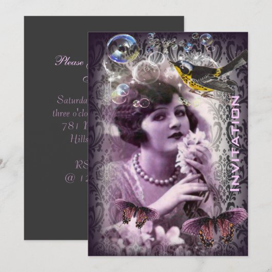 damask art deco gatsby Flapper Girl Kaart (Voorkant / Achterkant)