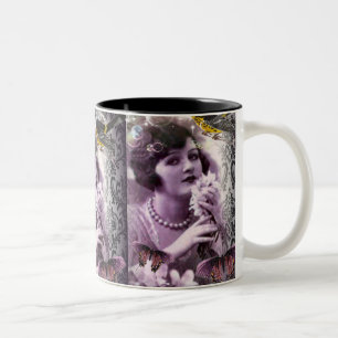  damask art deco gatsby Flapper Girl Tweekleurige Koffiemok