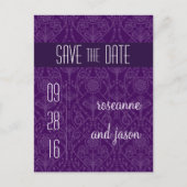 Damask Art Deco Save the Date Briefkaart (Voorkant)