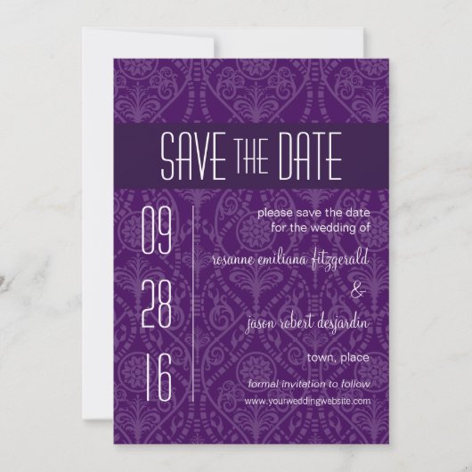 Damask Art Deco Save the Date Invitation (Voorkant)
