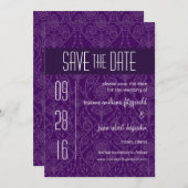 Damask Art Deco Save the Date Invitation (Voorkant / Achterkant)