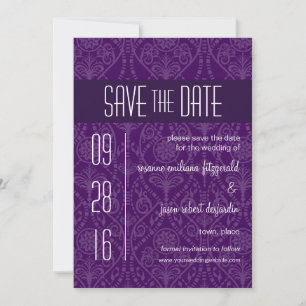 Damask Art Deco Save the Date Invitation
