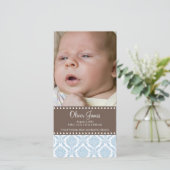 Damask Baby Announcement Fotokaart Aankondiging (Staand voorkant)
