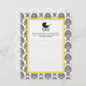Damask Baby Carriage Baby shower Advice Kaart (Voorkant / Achterkant)