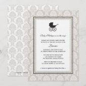  Damask Baby Carriage Baby shower Kaart (Voorkant / Achterkant)