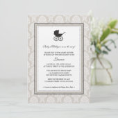  Damask Baby Carriage Baby shower Kaart (Staand voorkant)