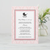 Damask Baby Carriage Baby shower Kaart (Staand voorkant)