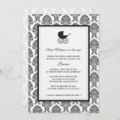  Damask Baby Carriage Baby shower Kaart (Voorkant / Achterkant)