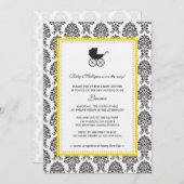  Damask Baby Carriage Baby shower Kaart (Voorkant / Achterkant)