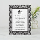 Damask Baby Carriage Baby shower Kaart (Staand voorkant)