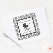  Damask Baby Carriage Baby shower Vierkante Sticker (Envelop)