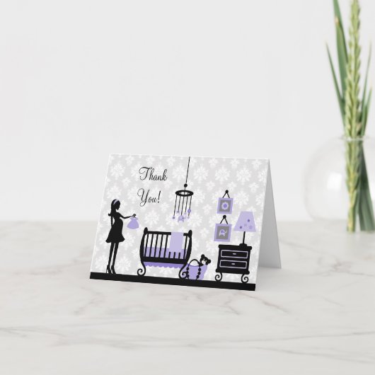 Damask Baby shower Dank u: Kaart (Voorkant)