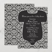 Damask Baby shower Invitation - Black Kaart (Voorkant / Achterkant)