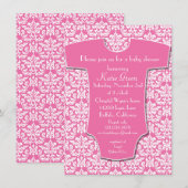 Damask Baby shower Invitation Kaart (Voorkant / Achterkant)
