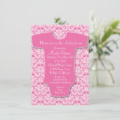 Damask Baby shower Invitation Kaart (Staand voorkant)