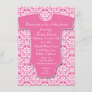 Damask Baby shower Invitation Kaart