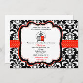 Damask Baby Shower Invitation Monograme Kaart (Voorkant / Achterkant)