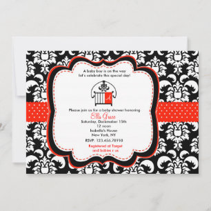 Damask Baby Shower Invitation Monograme Kaart