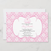 Damask Baby shower Invitation roze Wieg Girl Kaart (Voorkant)