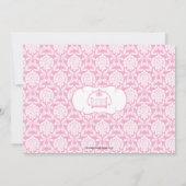 Damask Baby shower Invitation roze Wieg Girl Kaart (Achterkant)