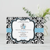 Damask Baby Shower-uitnodigingen Kaart (Staand voorkant)
