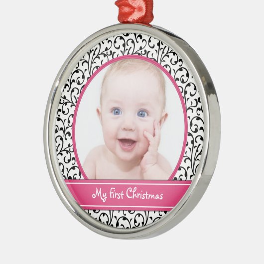 Damask Baby's eerste kerst Ornament (Links)