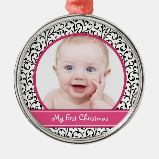 Damask Baby's eerste kerst Ornament (Voorkant)