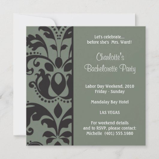damask bachelorette kaart (Voorkant)